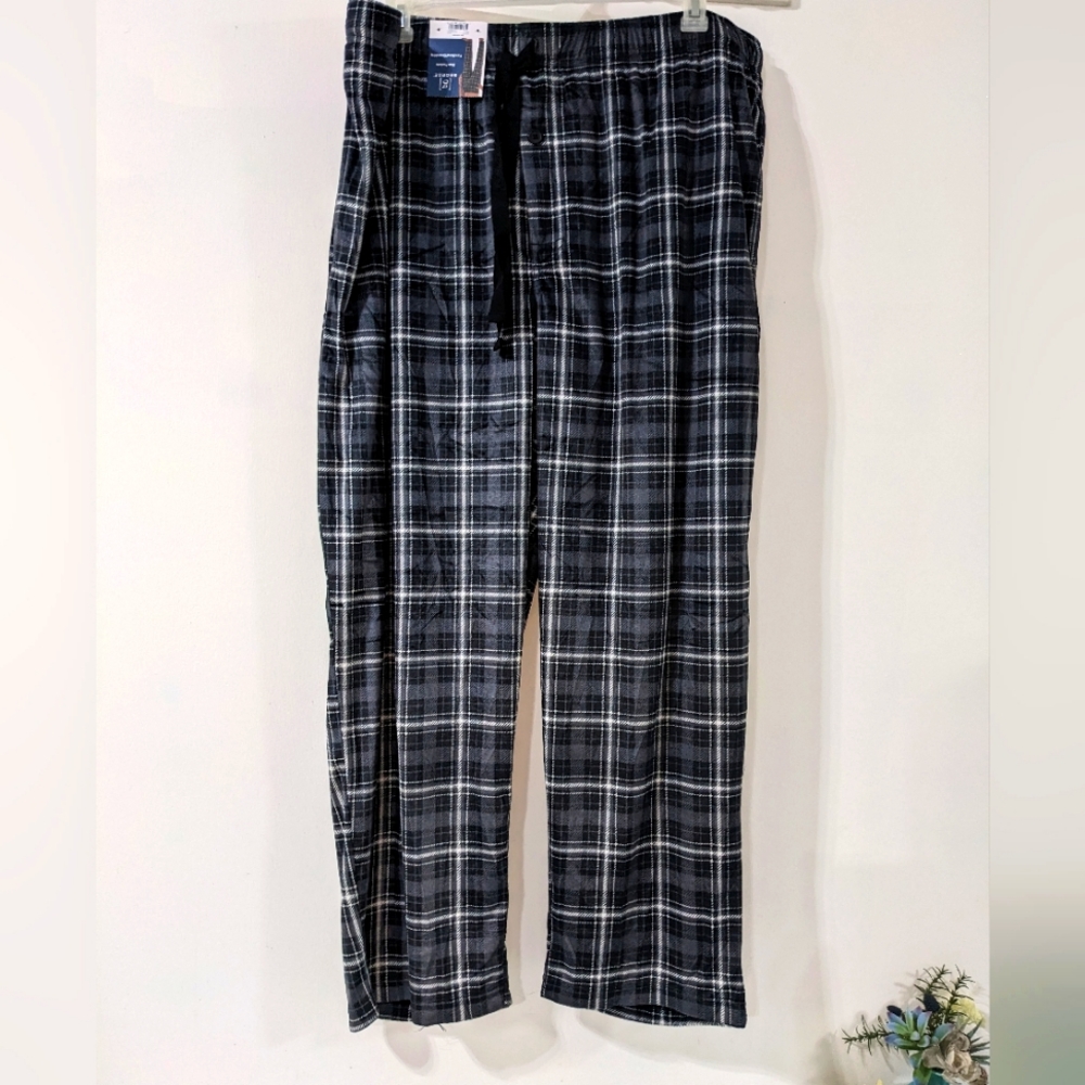 💙 NEW George Minky Soft Pajama Pants Blue Plaid Size 2XL